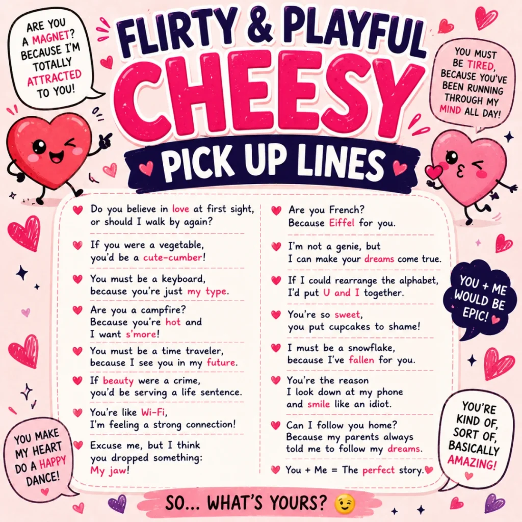 Flirty & Playful Cheesy Pick Up Lines