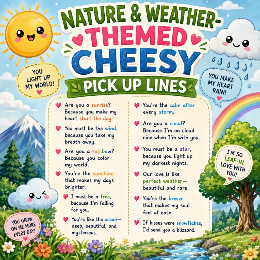 Nature & Weather-Themed Cheesy Pick Up Lines